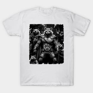 Raccoon Rocket Special Forces guardian of the galaxy black and white T-Shirt